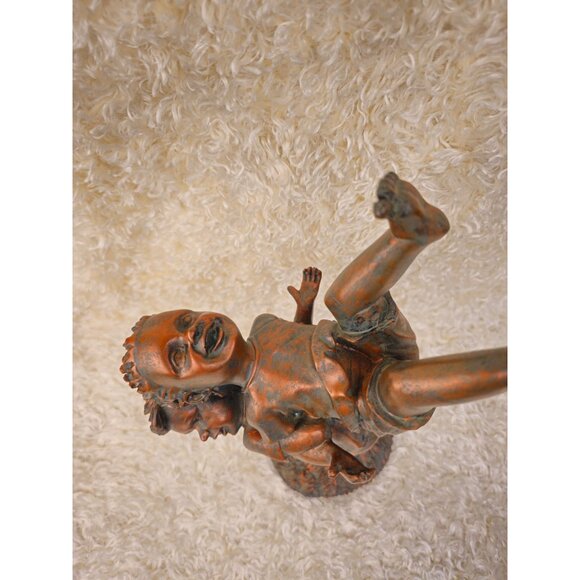 Bronze-Tone Resin Statue Of Children Playing 10.5" Tall Sculpture Rustic Home De - Picture 3 of 15
